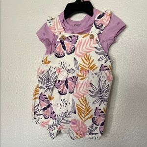 NWOT PeKKle Floral Baby Romper with Purple Top sz 3M